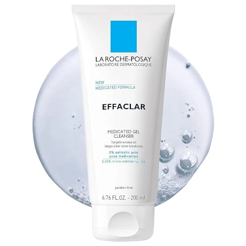 La Roche-Posay Effaclar Medicated Gel Facial Cleanser, Foaming Acne Face Wash with Salicylic Acid, Helps Clear Acne Breakouts and with Oily Skin Control, Oil Free, Fragrance Free