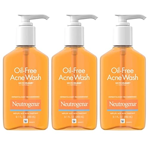 Neutrogena Oil-Free Acne Fighting Facial Cleanser with Salicylic Acid Acne Treatment Medicine, Daily Oil-Free Acne Face Wash for Acne-Prone Skin, 9.1 fl. oz, 3 pk